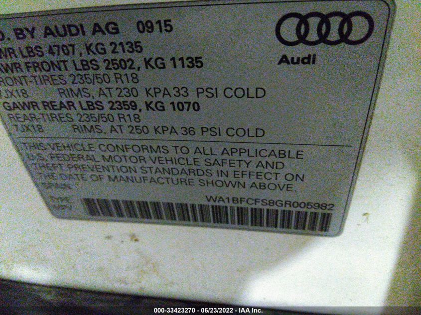 2016 AUDI Q3 PREMIUM PLUS WA1BFCFS8GR005982