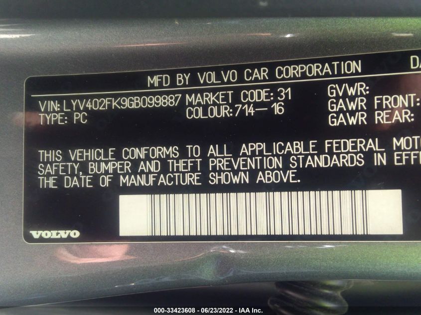 2016 VOLVO S60 INSCRIPTION T5 DRIVE-E PREMIER LYV402FK9GB099887