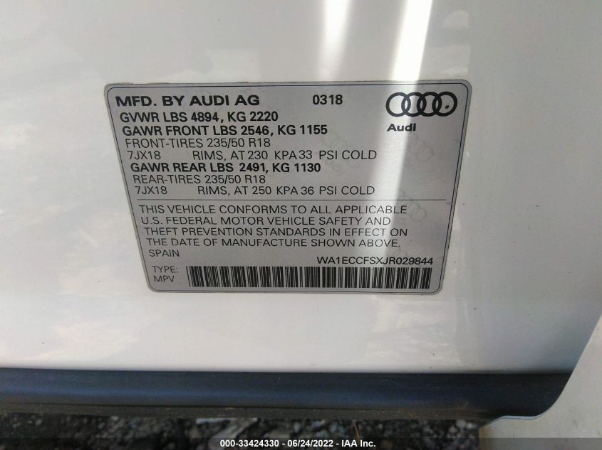 2018 AUDI Q3 PREMIUM/SPORT PREMIUM WA1ECCFSXJR029844