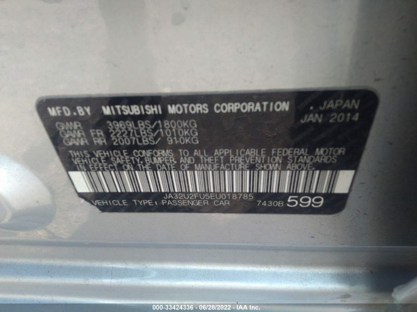 2014 MITSUBISHI LANCER ES JA32U2FU5EU018785