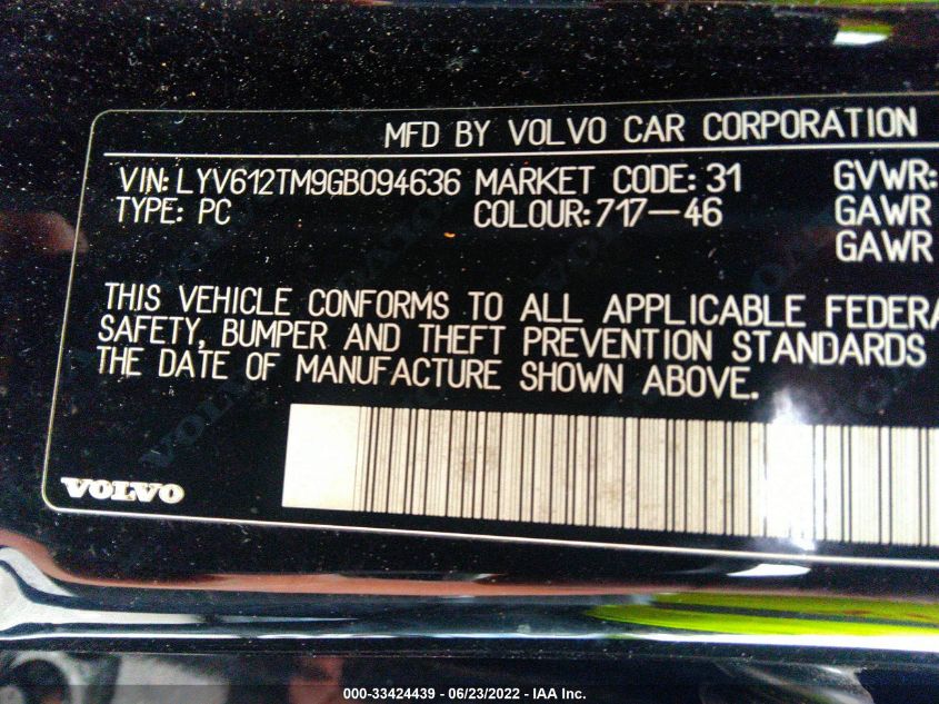 2016 VOLVO S60 INSCRIPTION T5 PLATINUM LYV612TM9GB094636