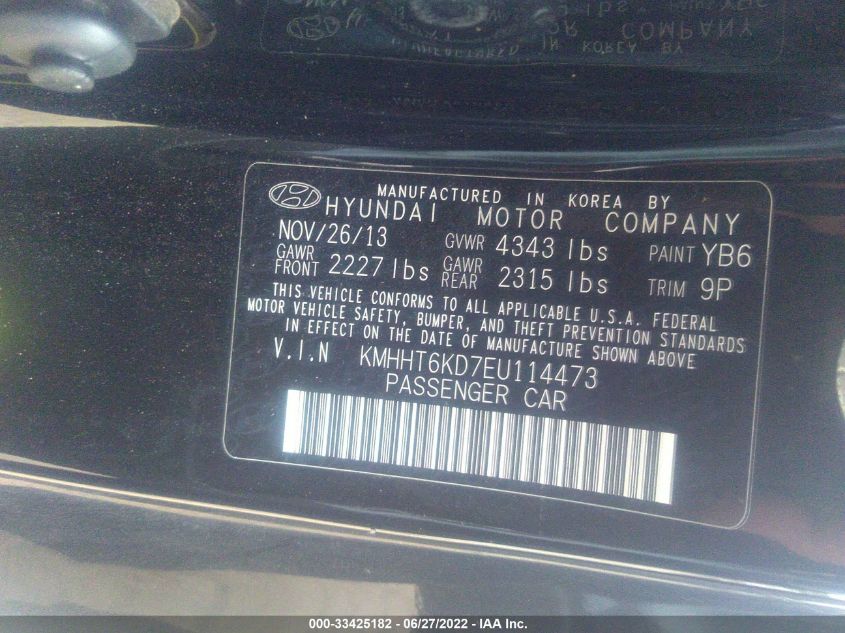 2014 HYUNDAI GENESIS COUPE 2.0T KMHHT6KD7EU114473