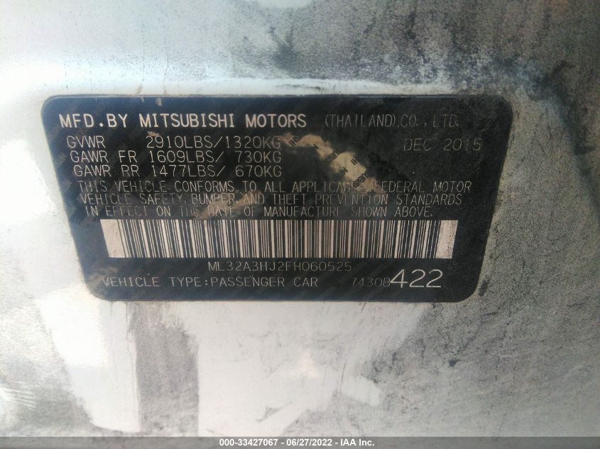 2015 MITSUBISHI MIRAGE DE ML32A3HJ2FH060525