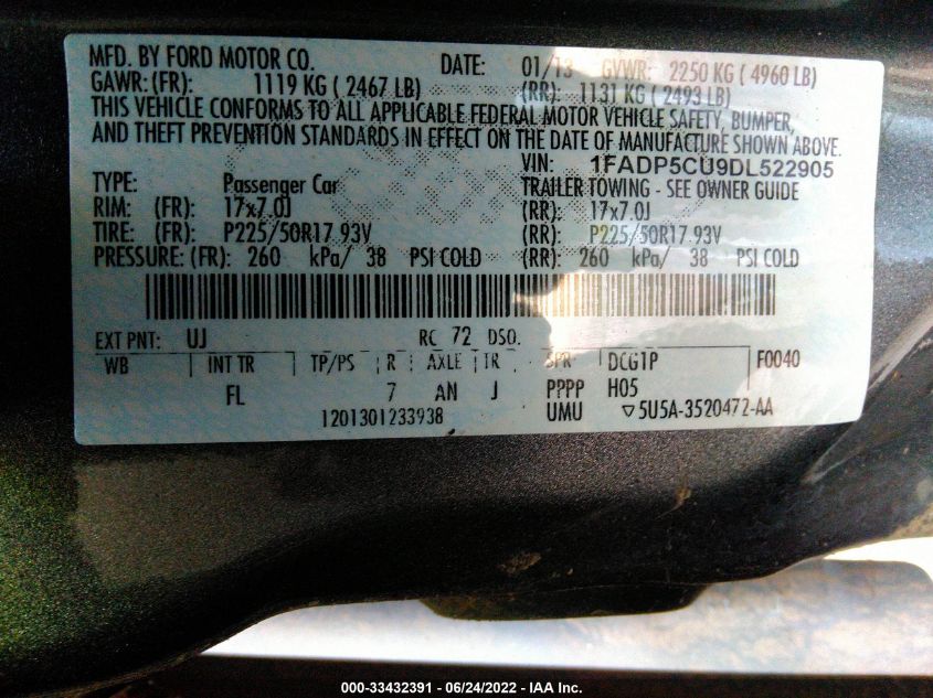 2013 FORD C-MAX ENERGI SEL 1FADP5CU9DL522905