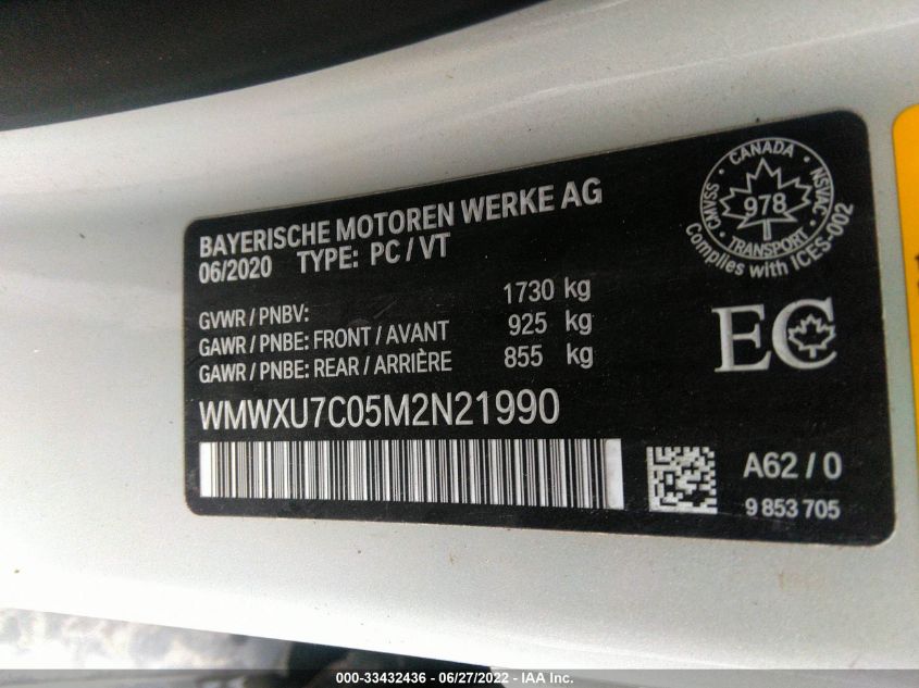 2021 MINI HARDTOP 4 DOOR COOPER - WMWXU7C05M2N21990