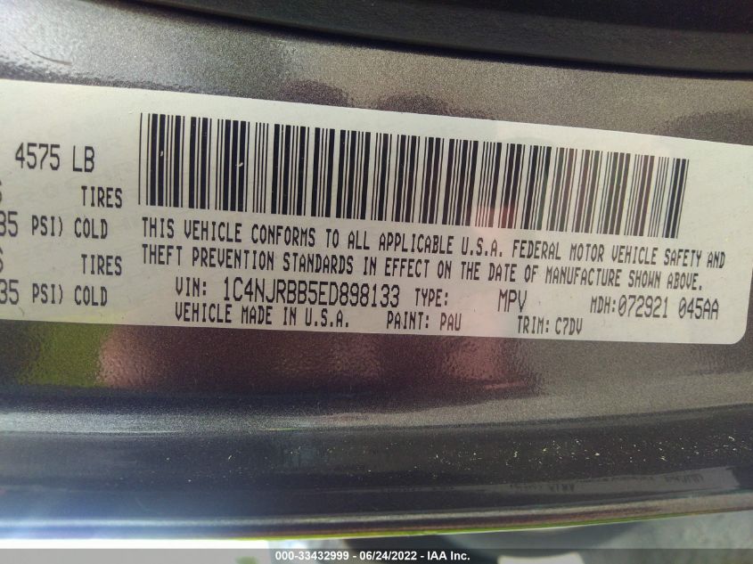 2014 JEEP PATRIOT SPORT 1C4NJRBB5ED898133