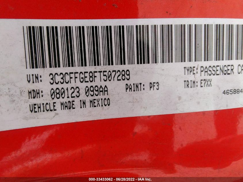 2015 FIAT 500E 3C3CFFGE8FT507289