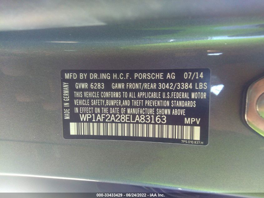 2014 PORSCHE CAYENNE DIESEL WP1AF2A28ELA83163