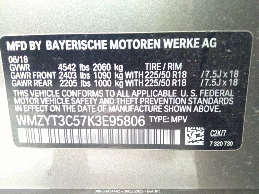 2019 MINI COUNTRYMAN COOPER S WMZYT3C57K3E95806