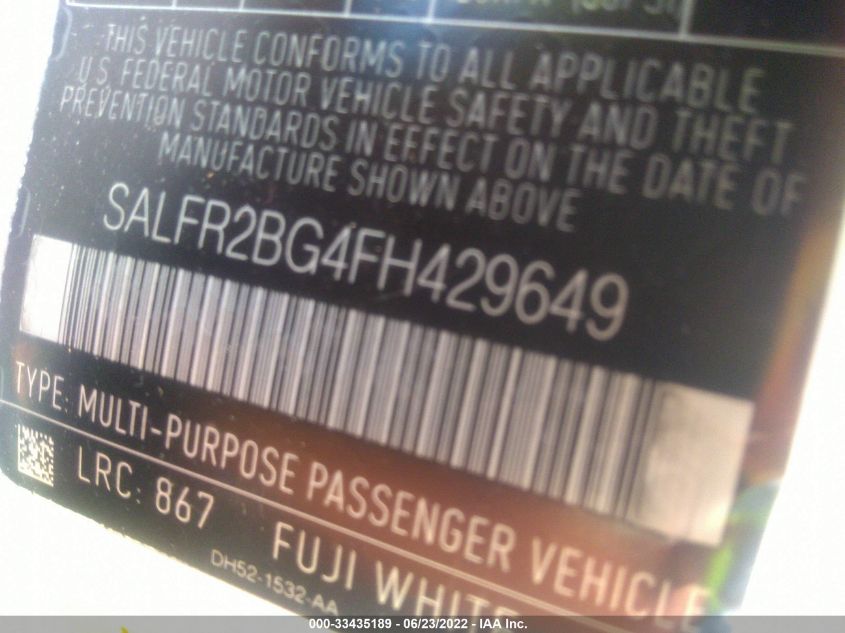 2015 LAND ROVER LR2 HSE SALFR2BG4FH429649