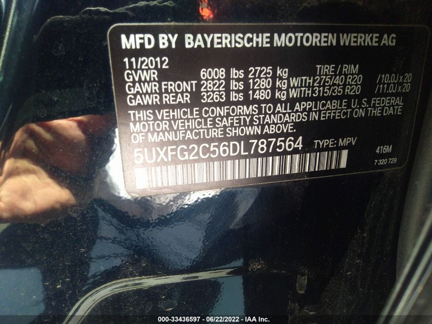 2013 BMW X6 XDRIVE35I 5UXFG2C56DL787564