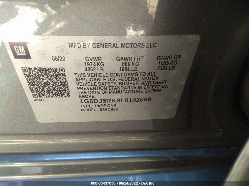 2020 CADILLAC CT4 LUXURY 1G6DJ5RK8L0142068