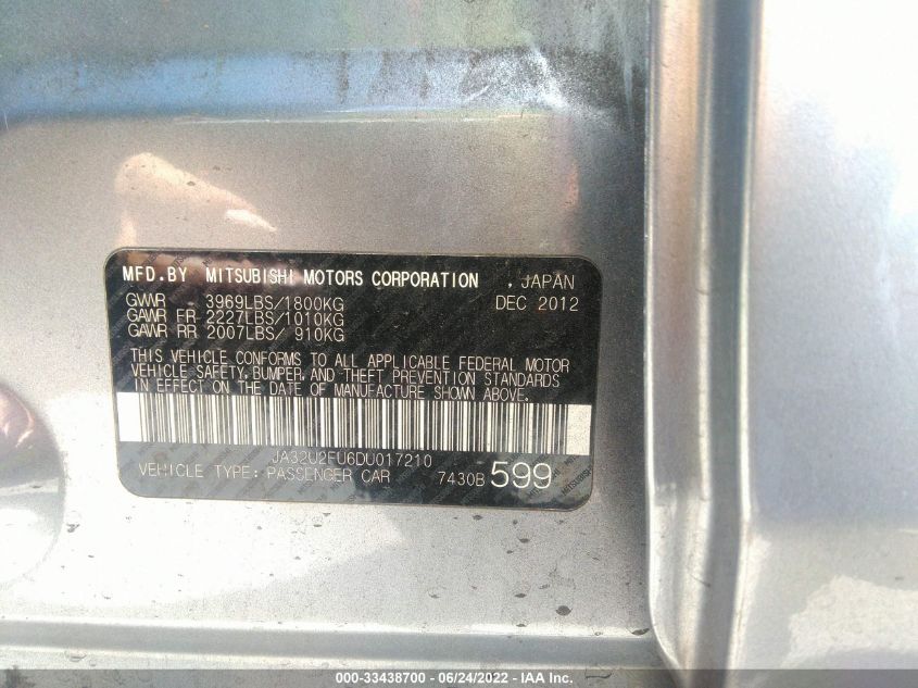 2013 MITSUBISHI LANCER ES JA32U2FU6DU017210