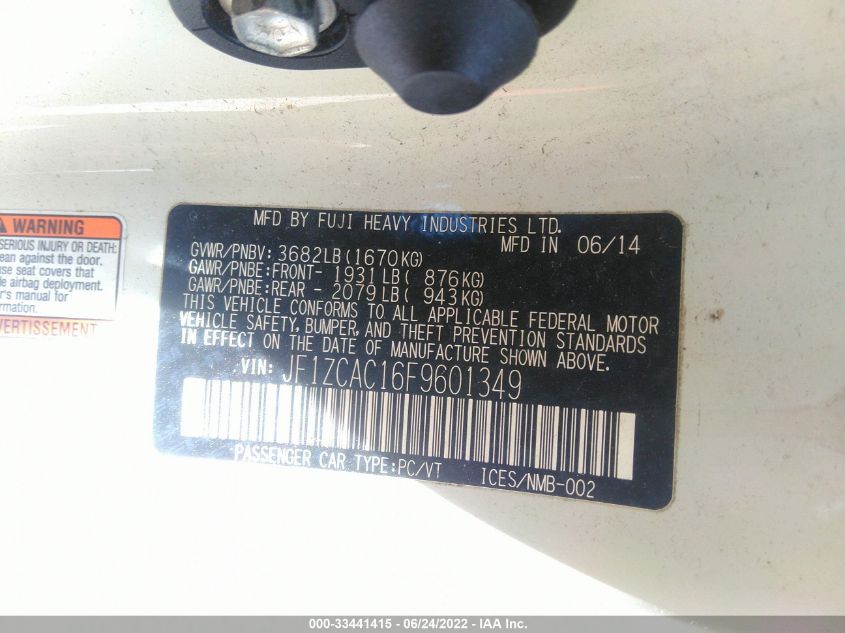 2015 SUBARU BRZ SERIES.BLUE JF1ZCAC16F9601349