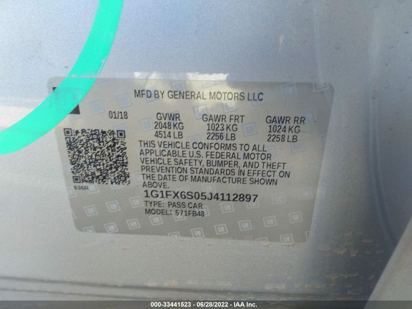 2018 CHEVROLET BOLT EV PREMIER 1G1FX6S05J4112897