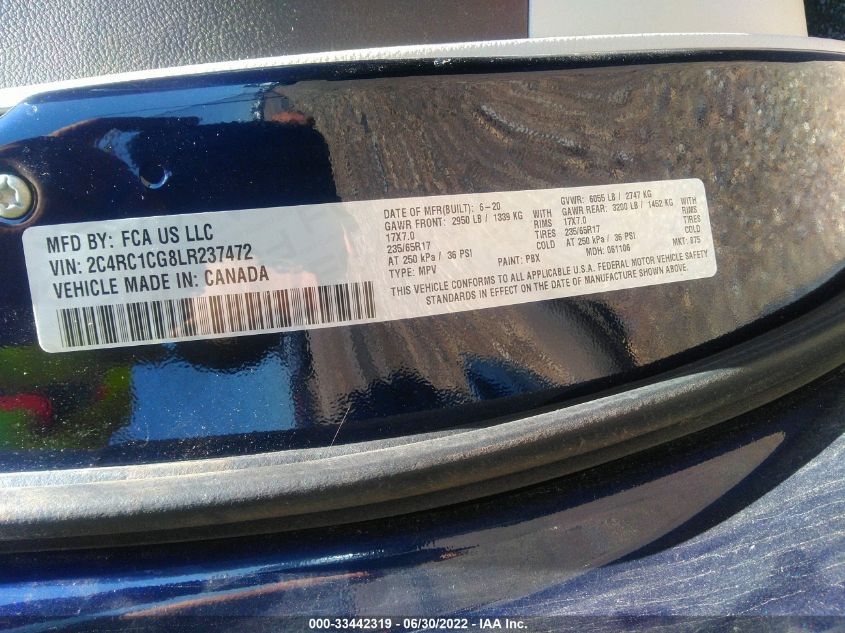 2020 CHRYSLER VOYAGER LX 2C4RC1CG8LR237472