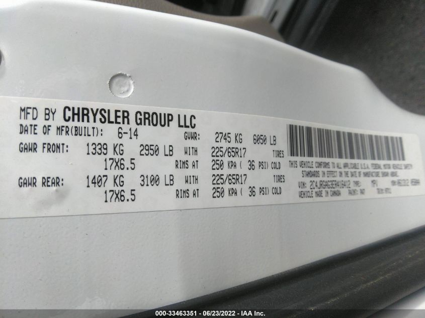 2014 RAM CARGO VAN TRADESMAN 2C4JRGAG3ER416412