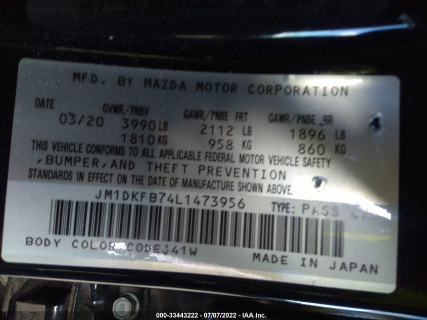 2020 MAZDA CX-3 SPORT JM1DKFB74L1473956