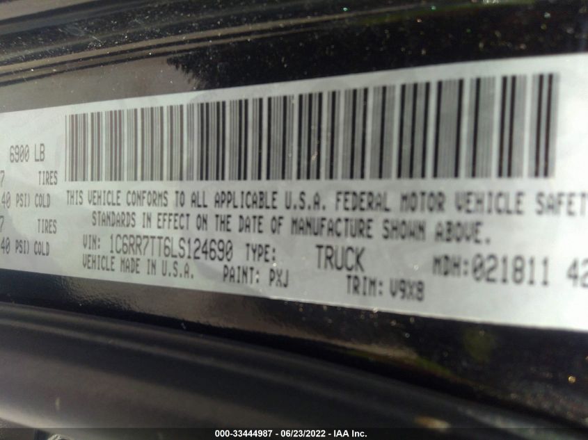 2020 RAM 1500 CLASSIC SLT 1C6RR7TT6LS124690