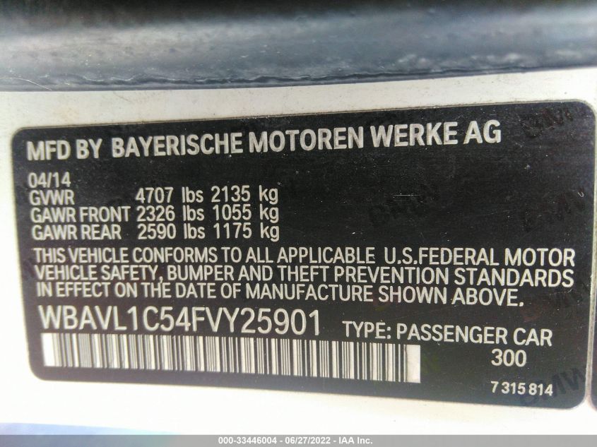 2015 BMW X1 XDRIVE28I WBAVL1C54FVY25901