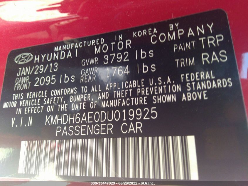 2013 HYUNDAI ELANTRA COUPE GS KMHDH6AE0DU019925