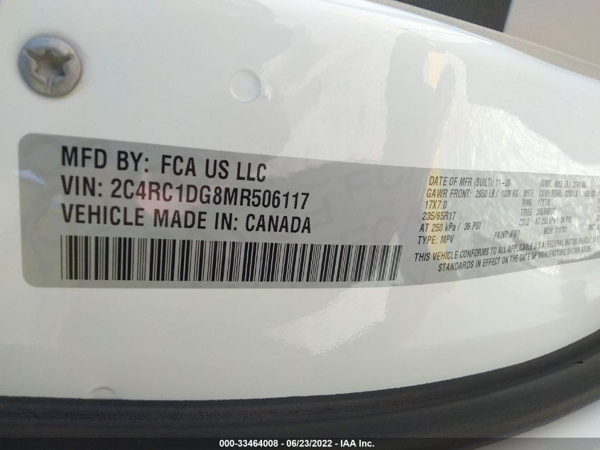 2021 CHRYSLER VOYAGER LXI 2C4RC1DG8MR506117