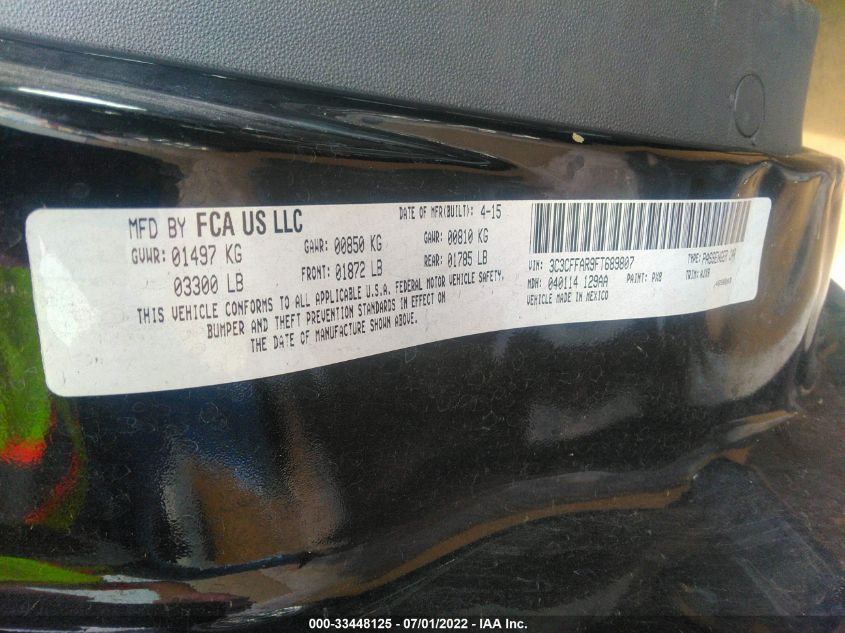 2015 FIAT 500 POP 3C3CFFAR9FT689807
