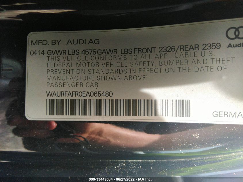 2014 AUDI A5 PREMIUM PLUS WAURFAFR0EA065480