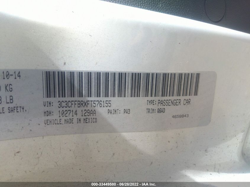 2015 FIAT 500 SPORT 3C3CFFBRXFT576155