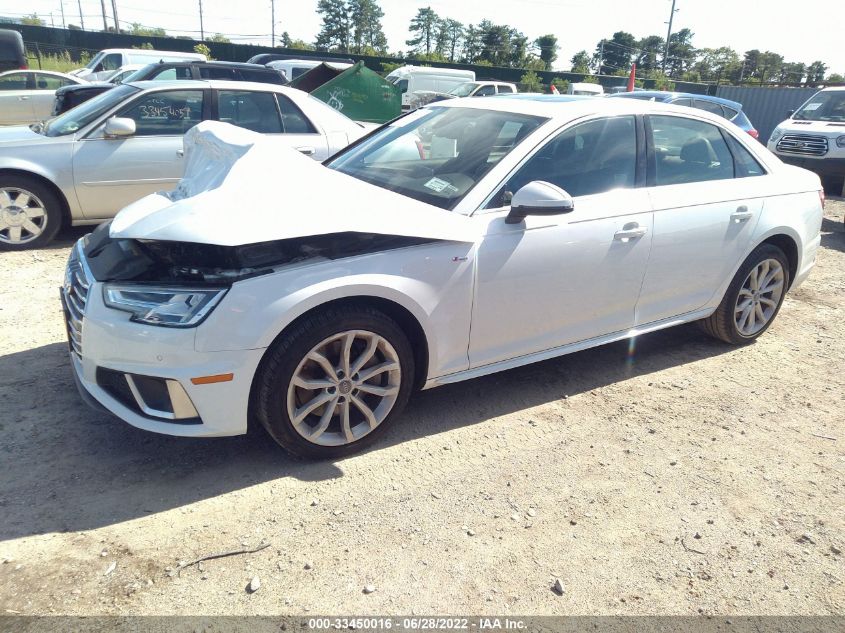 2019 AUDI A4 PREMIUM PLUS WAUENAF43KN015599