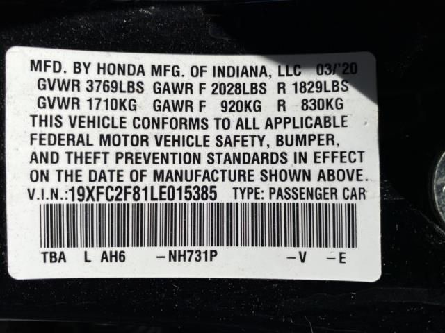 2020 HONDA CIVIC SPORT 19XFC2F81LE015385