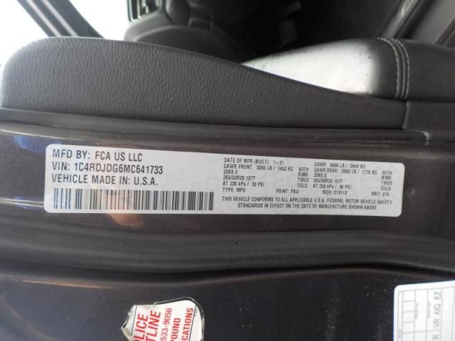 2021 DODGE DURANGO GT 1C4RDJDG6MC641733
