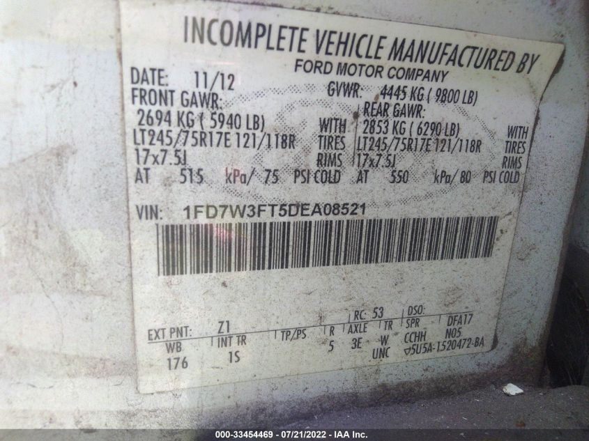 2013 FORD SUPER DUTY F-350 SRW XL 1FD7W3FT5DEA08521