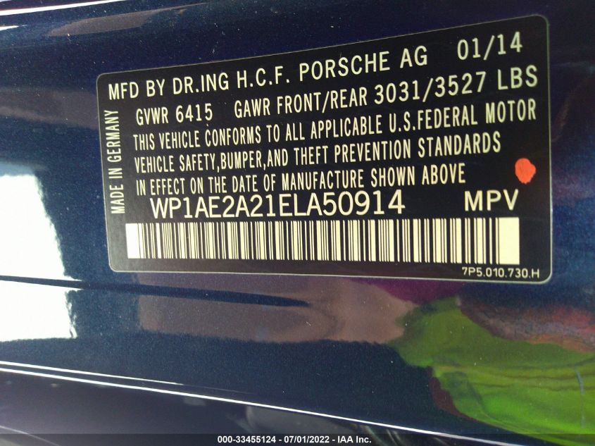 2014 PORSCHE CAYENNE S HYBRID WP1AE2A21ELA50914
