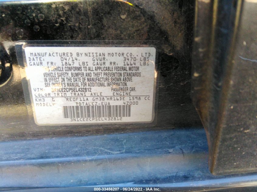 2014 NISSAN VERSA NOTE S PLUS 3N1CE2CP5EL432812