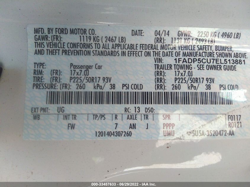 2014 FORD C-MAX ENERGI SEL 1FADP5CU7EL513881