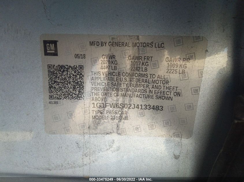 2018 CHEVROLET BOLT EV LT - 1G1FW6S02J4133483