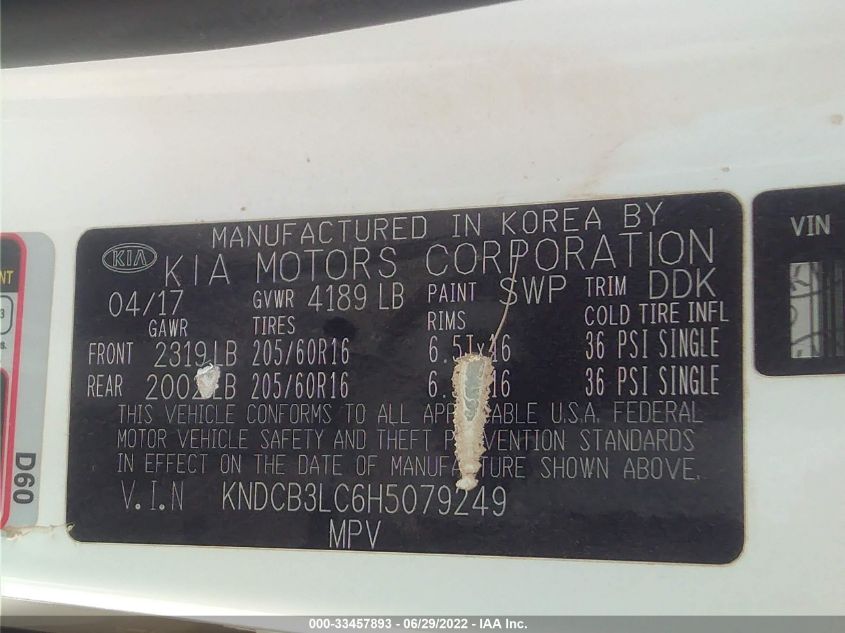 2017 KIA NIRO LX KNDCB3LC6H5079249