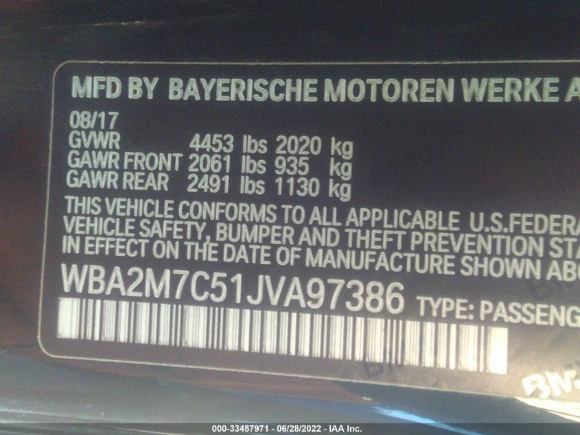 2018 BMW 2 SERIES 230I WBA2M7C51JVA97386