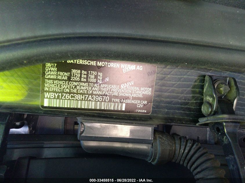 2017 BMW I3 WBY1Z6C38H7A39670