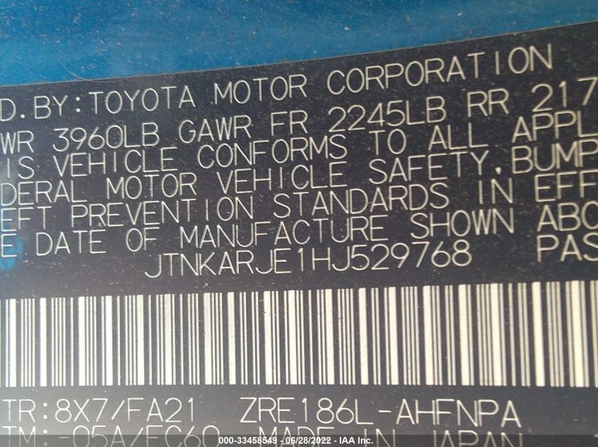 2017 TOYOTA COROLLA IM JTNKARJE1HJ529768