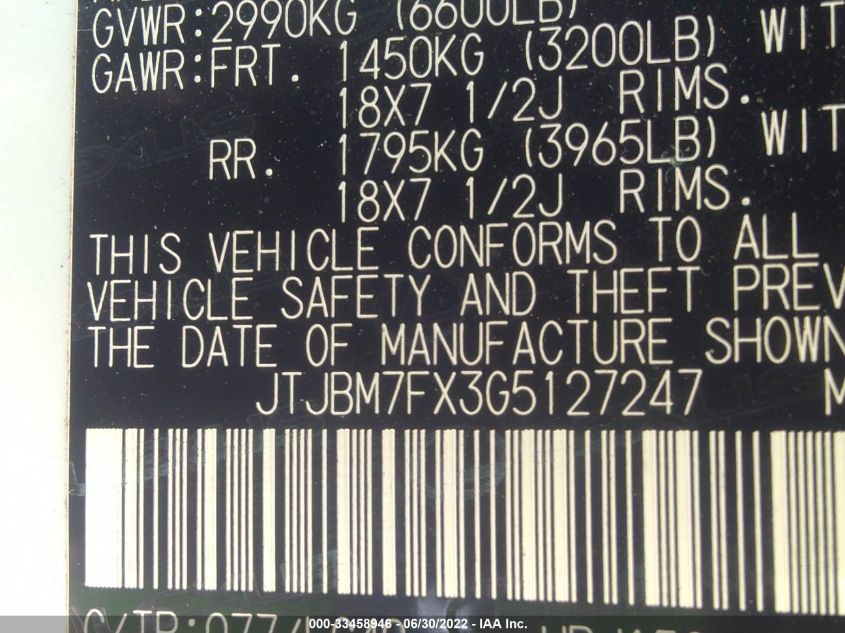 2016 LEXUS GX 460 JTJBM7FX3G5127247