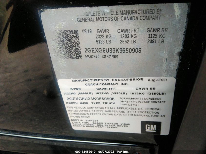 2019 CADILLAC XTS LIMOUSINE 2GEXG6U33K9550908