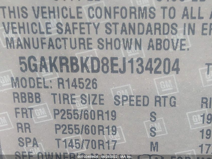 2014 BUICK ENCLAVE LEATHER 5GAKRBKD8EJ134204