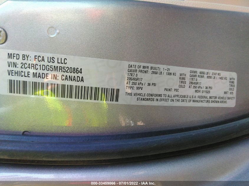 2021 CHRYSLER VOYAGER LXI 2C4RC1DG5MR520864