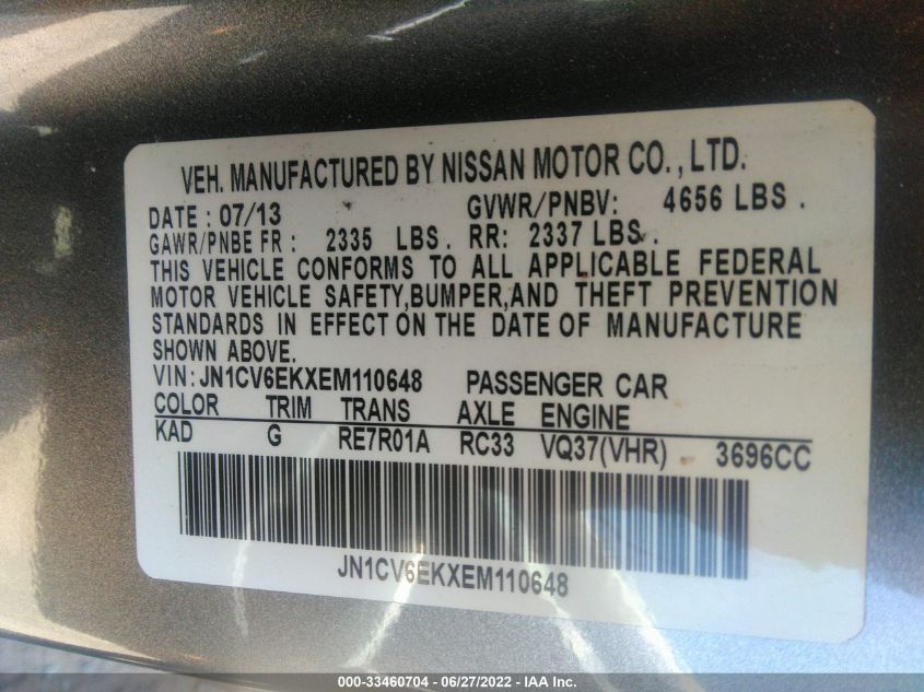 2014 INFINITI Q60 COUPE JOURNEY JN1CV6EKXEM110648