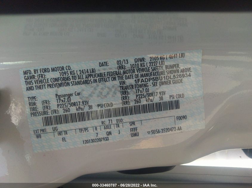 2013 FORD C-MAX HYBRID SEL 1FADP5BU1DL526934