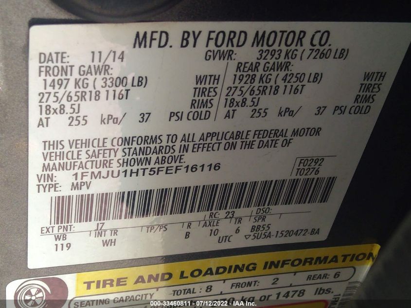 2015 FORD EXPEDITION XLT/KING RANCH 1FMJU1HT5FEF16116