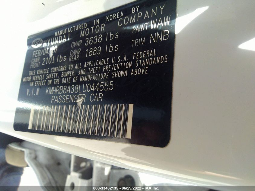 2020 HYUNDAI VENUE SE KMHRB8A38LU044555