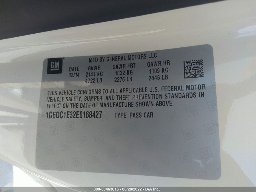 2014 CADILLAC CTS COUPE PERFORMANCE 1G6DC1E32E0168427